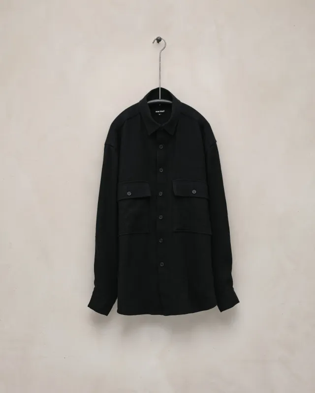 Big Shirt - Cashmere/Linen Twill, Black sold by Evan Kinori Mens