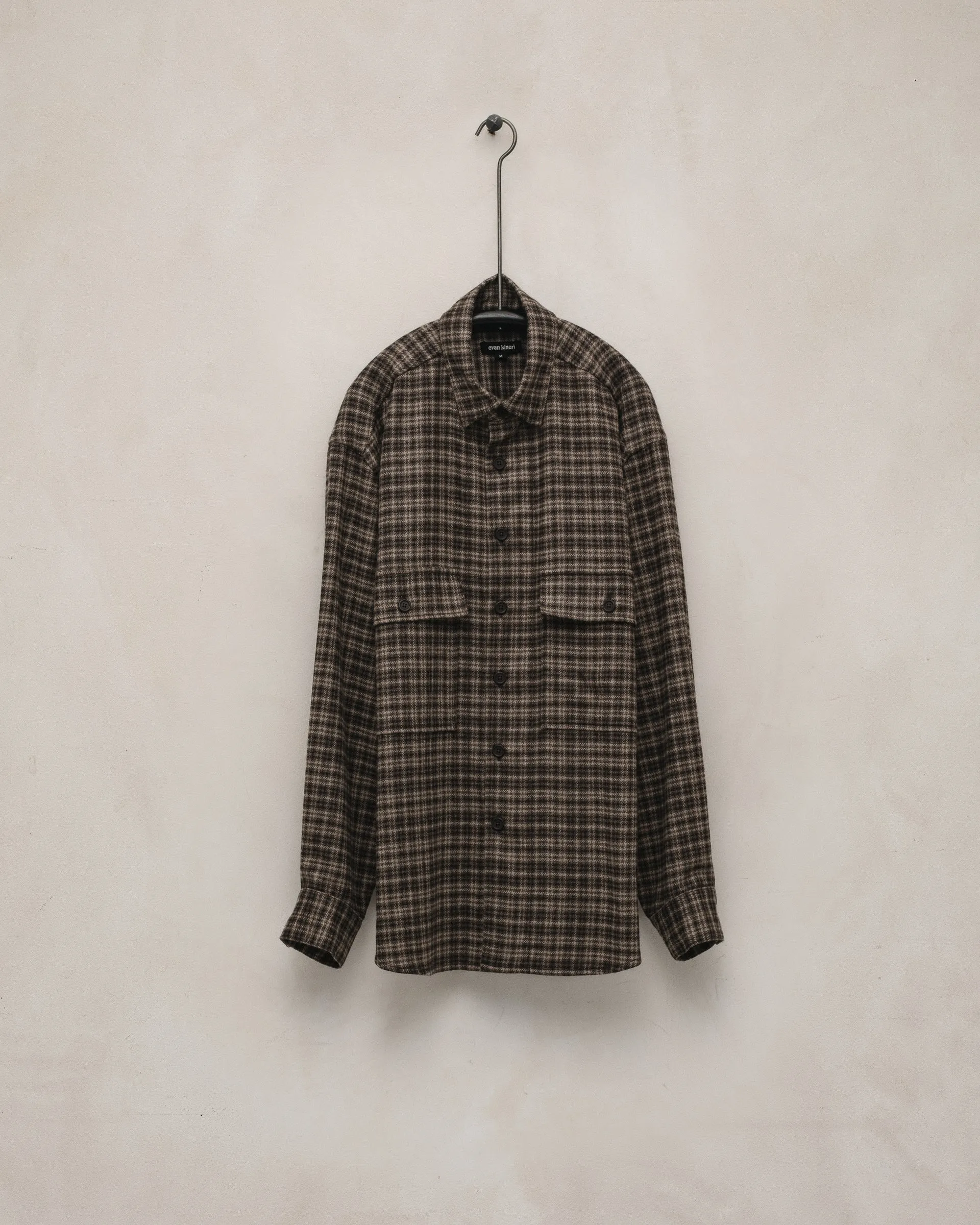 Big Shirt - Irish Wool Flannel, Brown/Beige sold by Evan Kinori