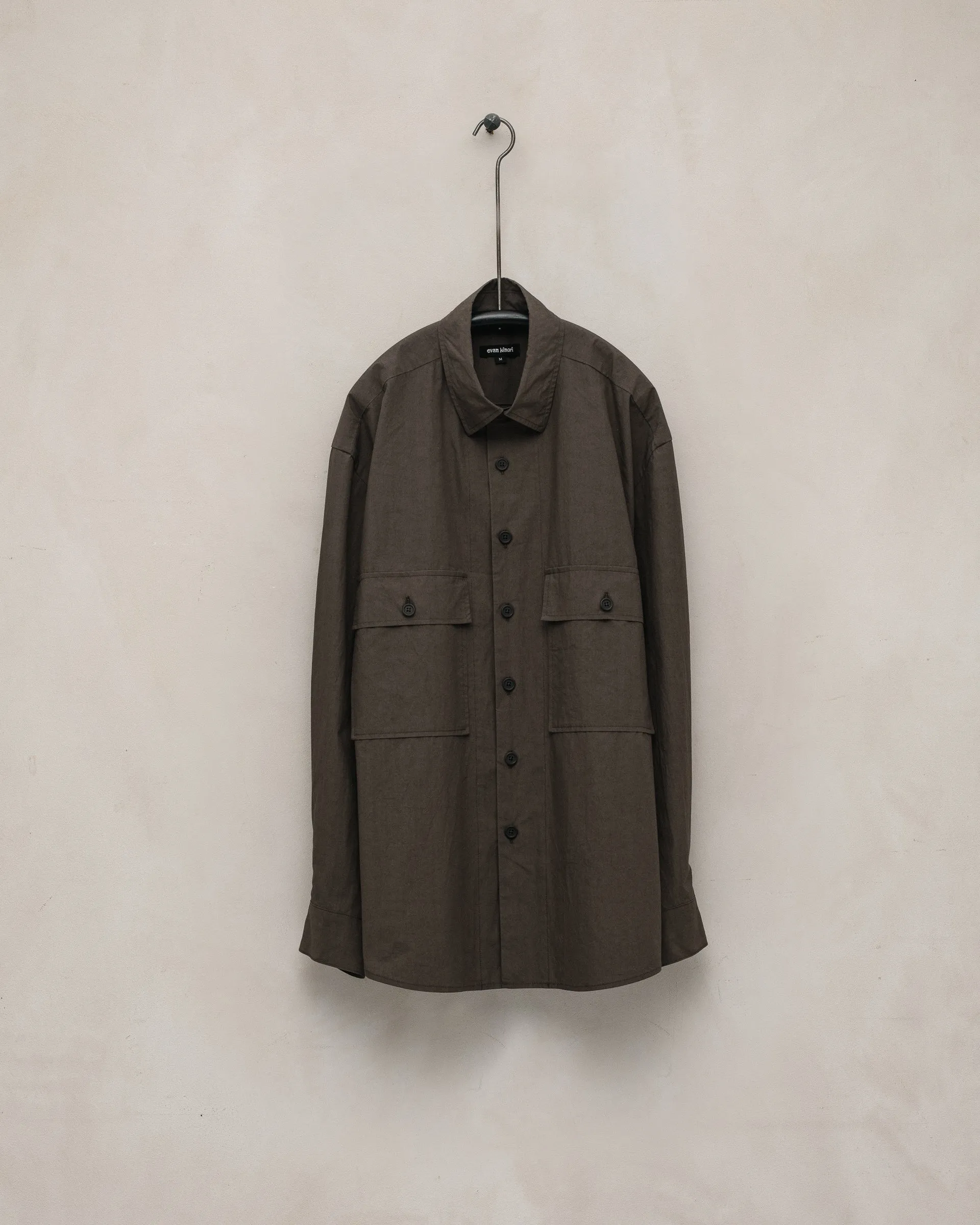 Big Shirt - Organic Cotton Typewriter, Anthracite sold by Evan Kinori Mens