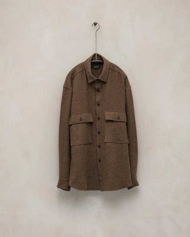 Big Shirt - Wool/Cotton Puppytooth, Brown sold by Evan Kinori Mens