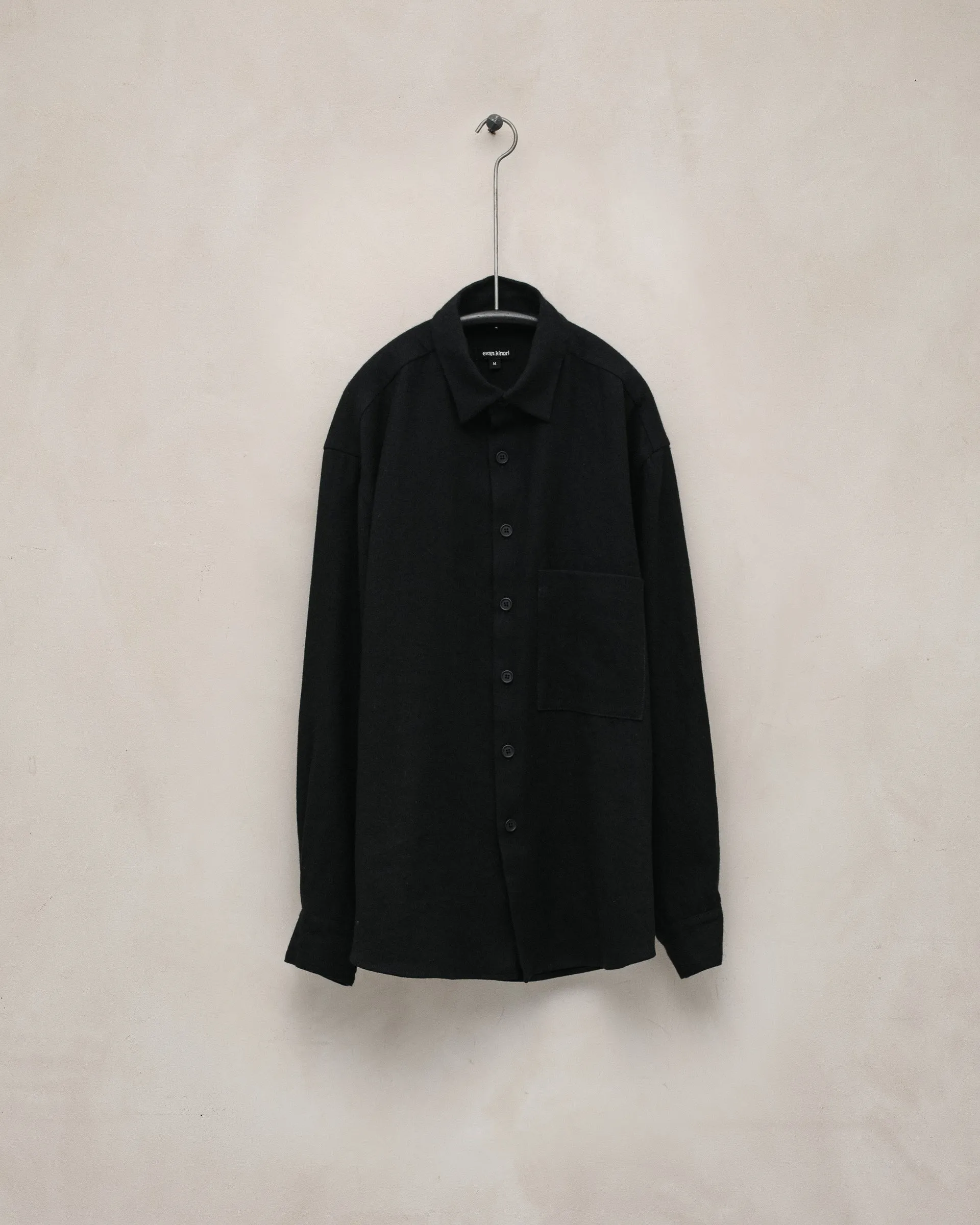 Big Shirt Two - Cashmere/Linen Twill, Black sold by Evan Kinori Mens