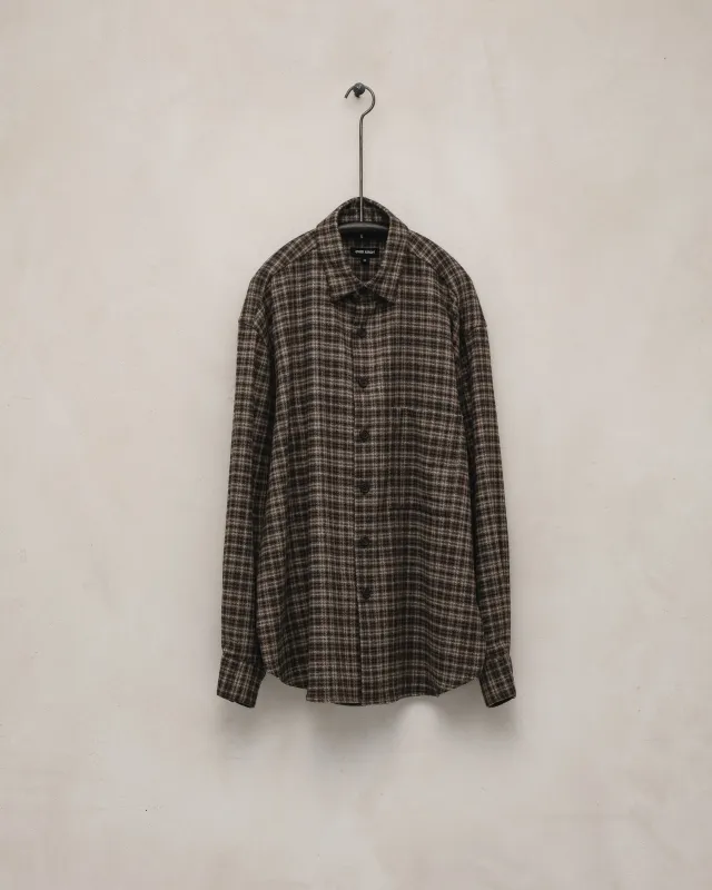Big Shirt Two - Irish Wool Flannel, Brown/Beige sold by Evan Kinori Mens