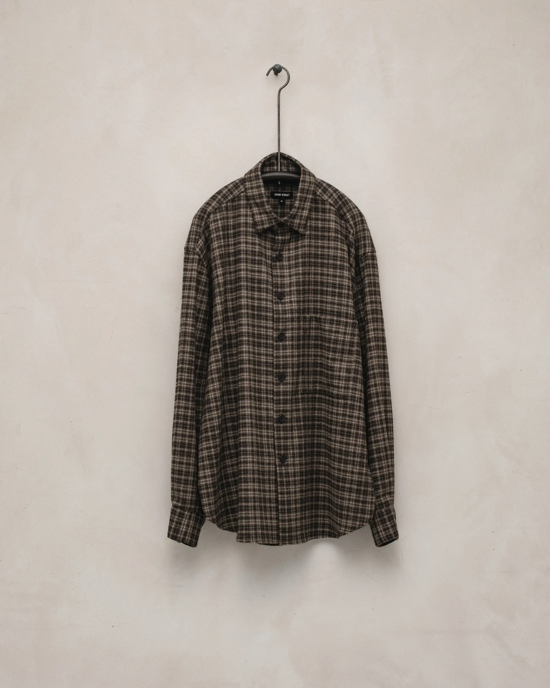 Big Shirt Two - Irish Wool Flannel, Brown/Beige sold by Evan Kinori Mens