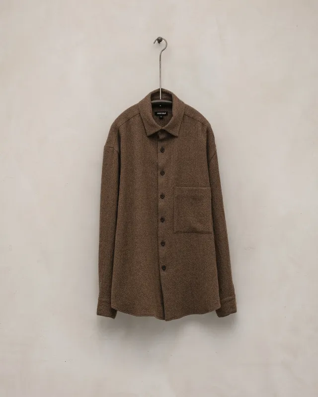 Big Shirt Two - Wool/Cotton Puppytooth, Brown sold by Evan Kinori Mens