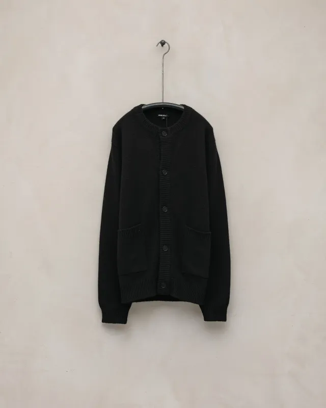 Crewneck Cardigan - Cashmere/Lambswool, Black sold by Evan Kinori Mens