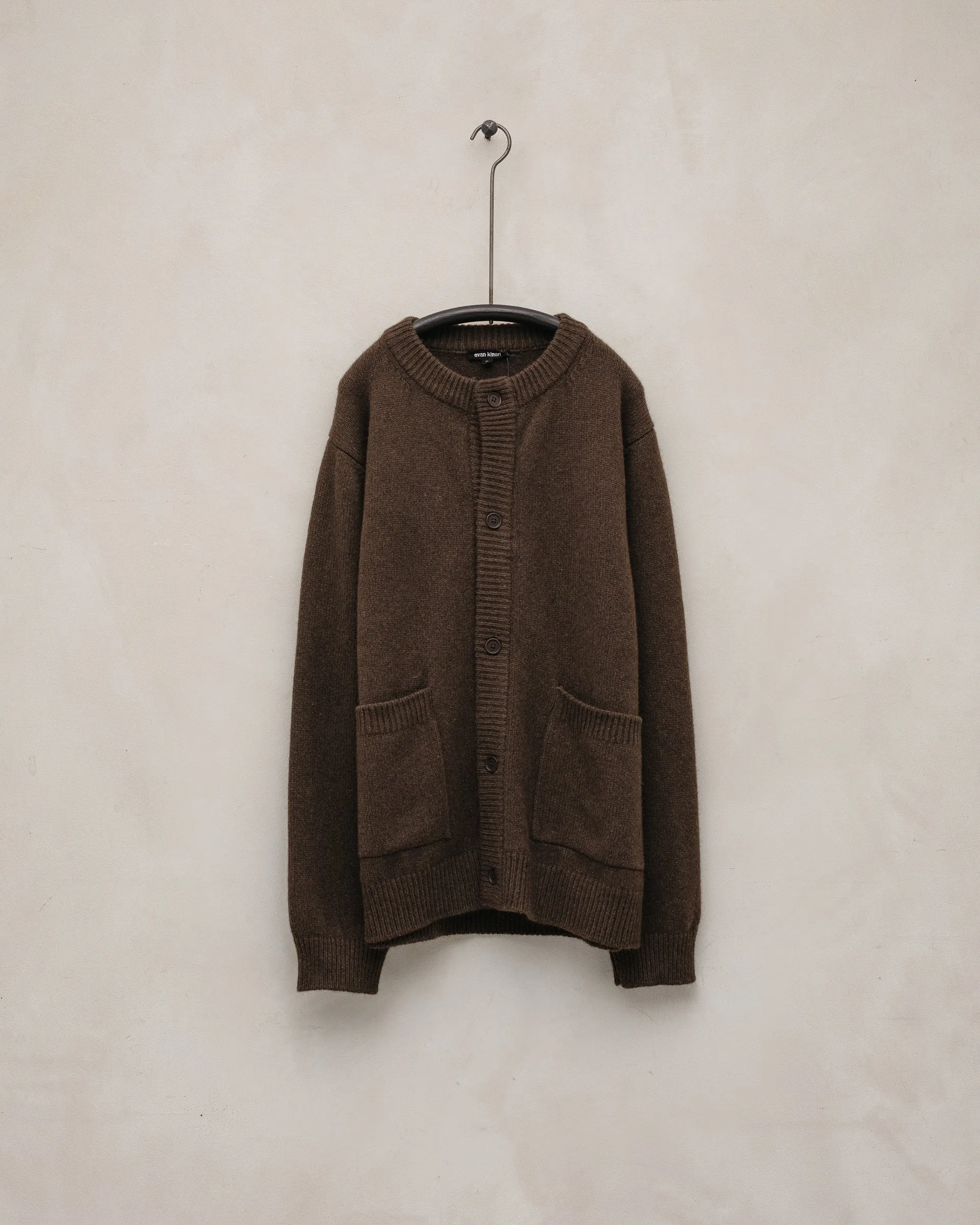 Crewneck Cardigan - Undyed Yak Wool, Dark Brown sold by Evan Kinori