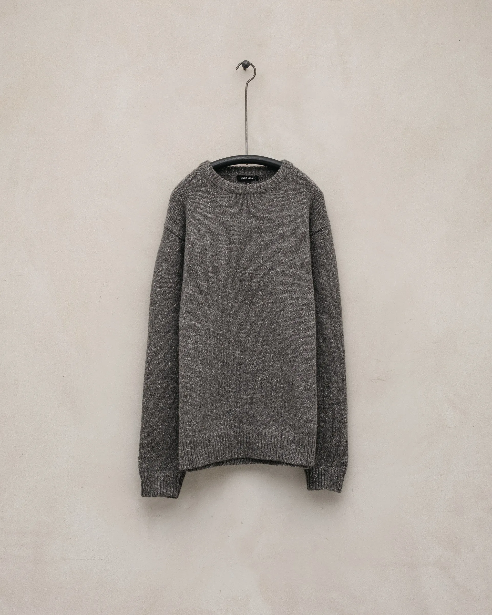Crewneck Sweater - Wool Tweed, Heather Grey sold by Evan Kinori Mens