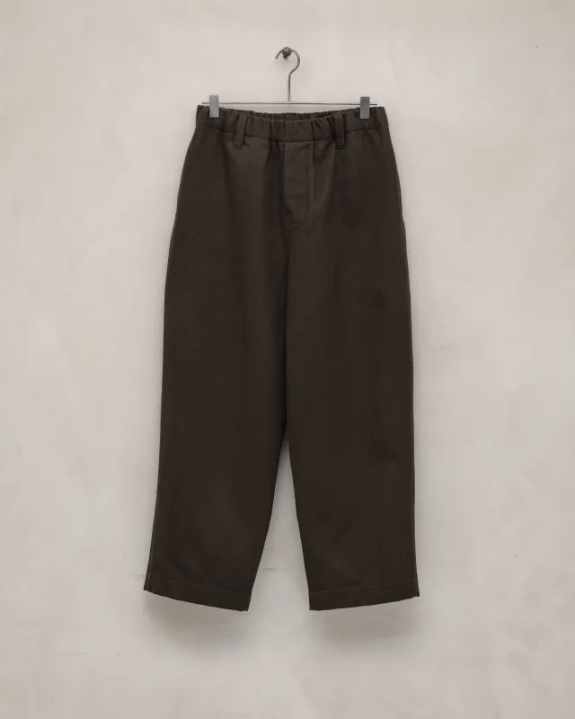 Elastic Pant - Brushed Broken Twill, Dark Olive sold by Evan Kinori Mens