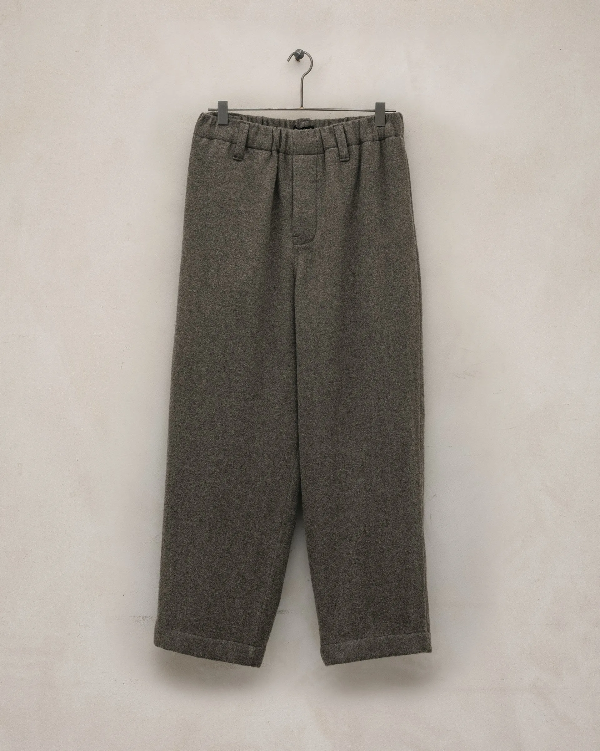 Elastic Pant - Brushed Cashmere/Wool Flannel, Mid-Grey sold by Evan Kinori Mens