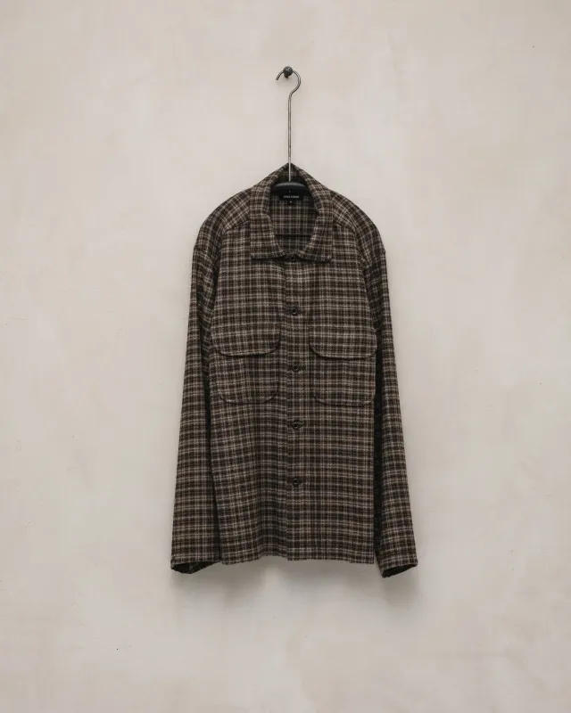 Field Shirt - Irish Wool Flannel, Brown/Beige sold by Evan Kinori Mens