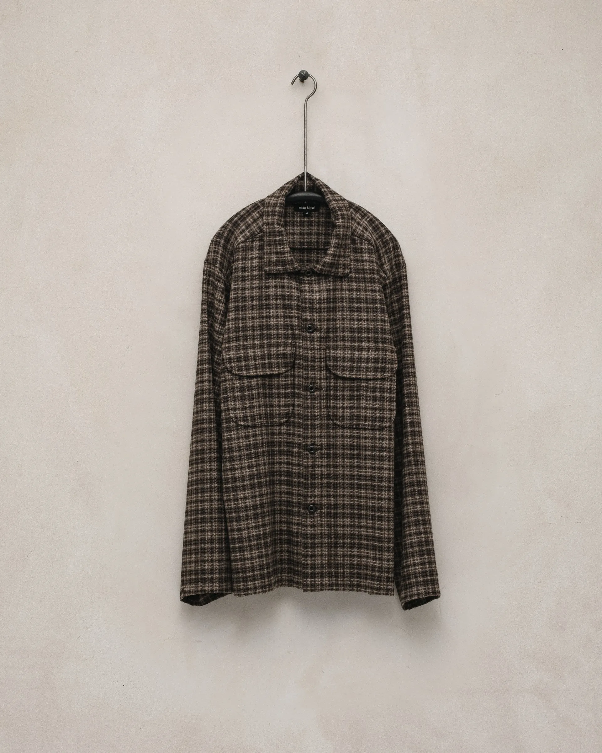 Field Shirt - Irish Wool Flannel, Brown/Beige sold by Evan Kinori Mens