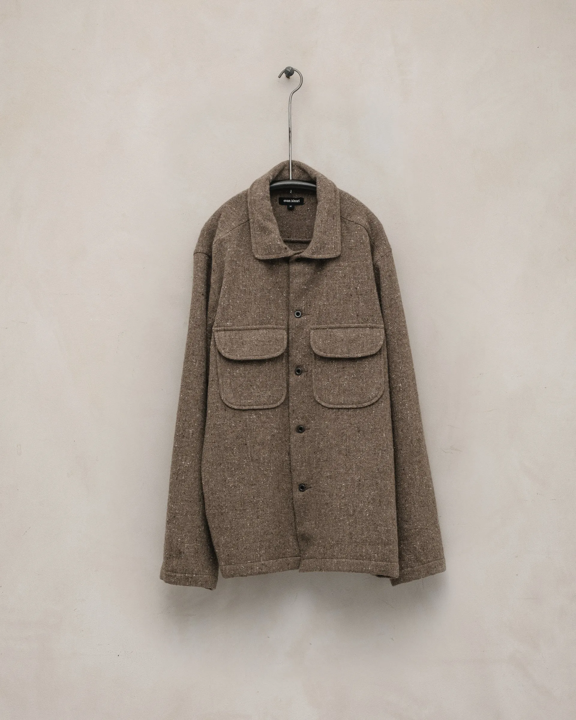 Field Shirt - Undyed Wool Tweed, Dark Beige sold by Evan Kinori Mens