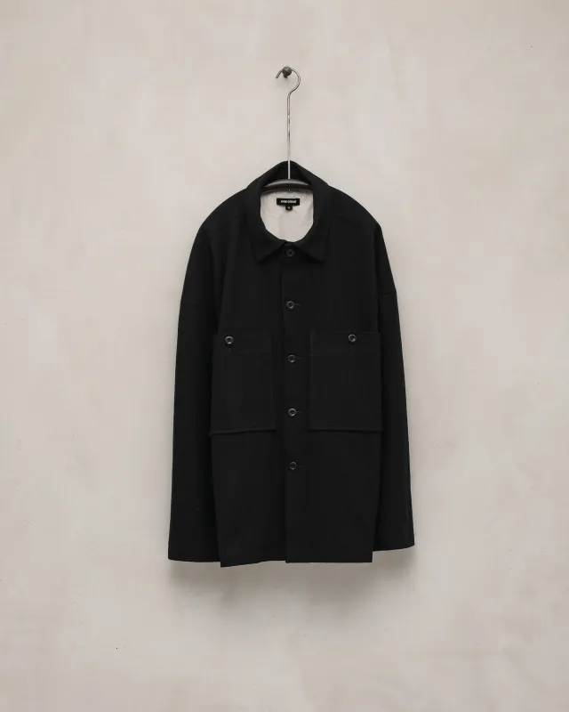Field Shirt Two - Cotton Kersey, Black sold by Evan Kinori Mens