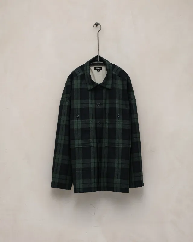 Field Shirt Two - Irish Wool Check, Black/Navy/Green sold by Evan Kinori