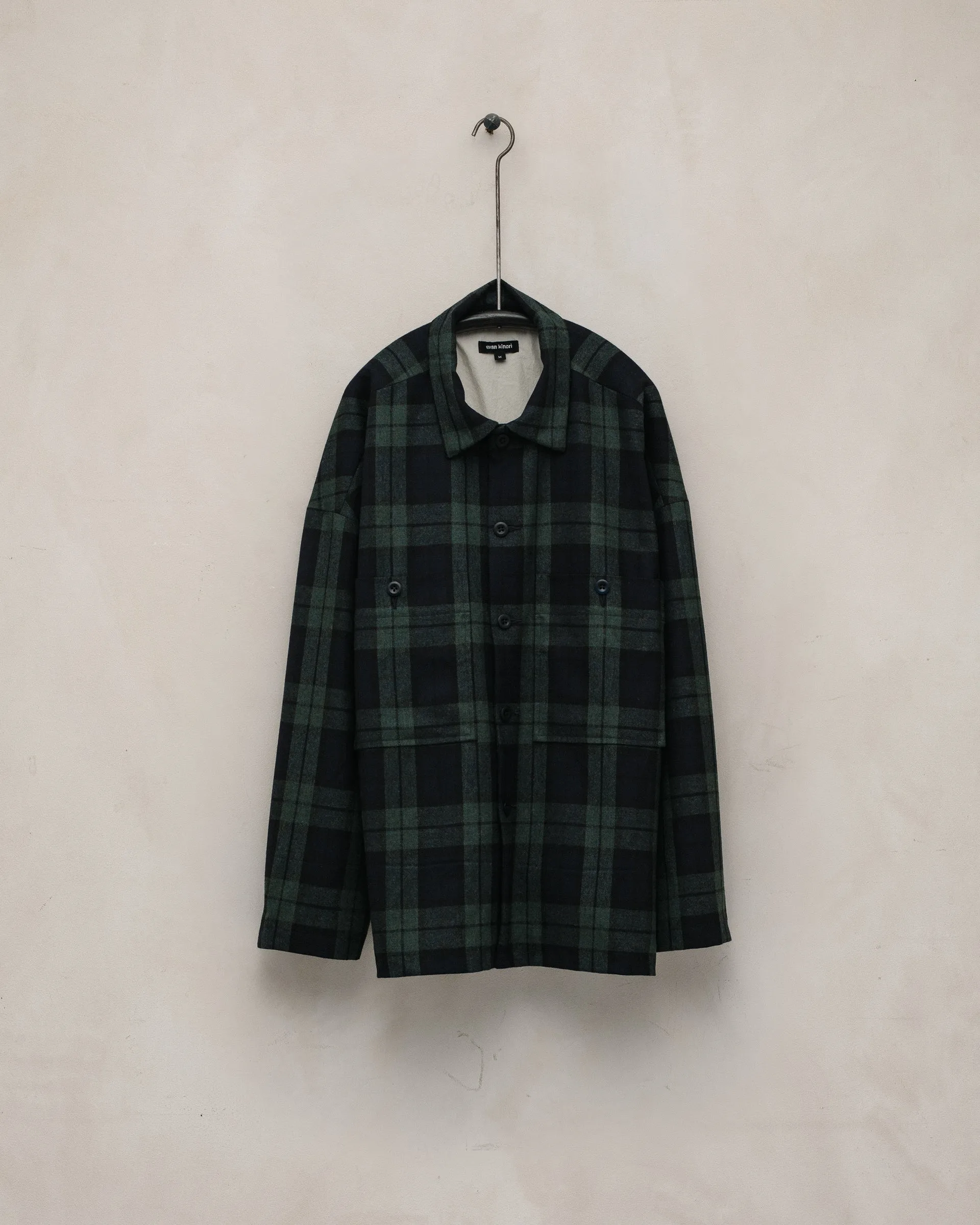 Field Shirt Two - Irish Wool Check, Black/Navy/Green sold by Evan Kinori