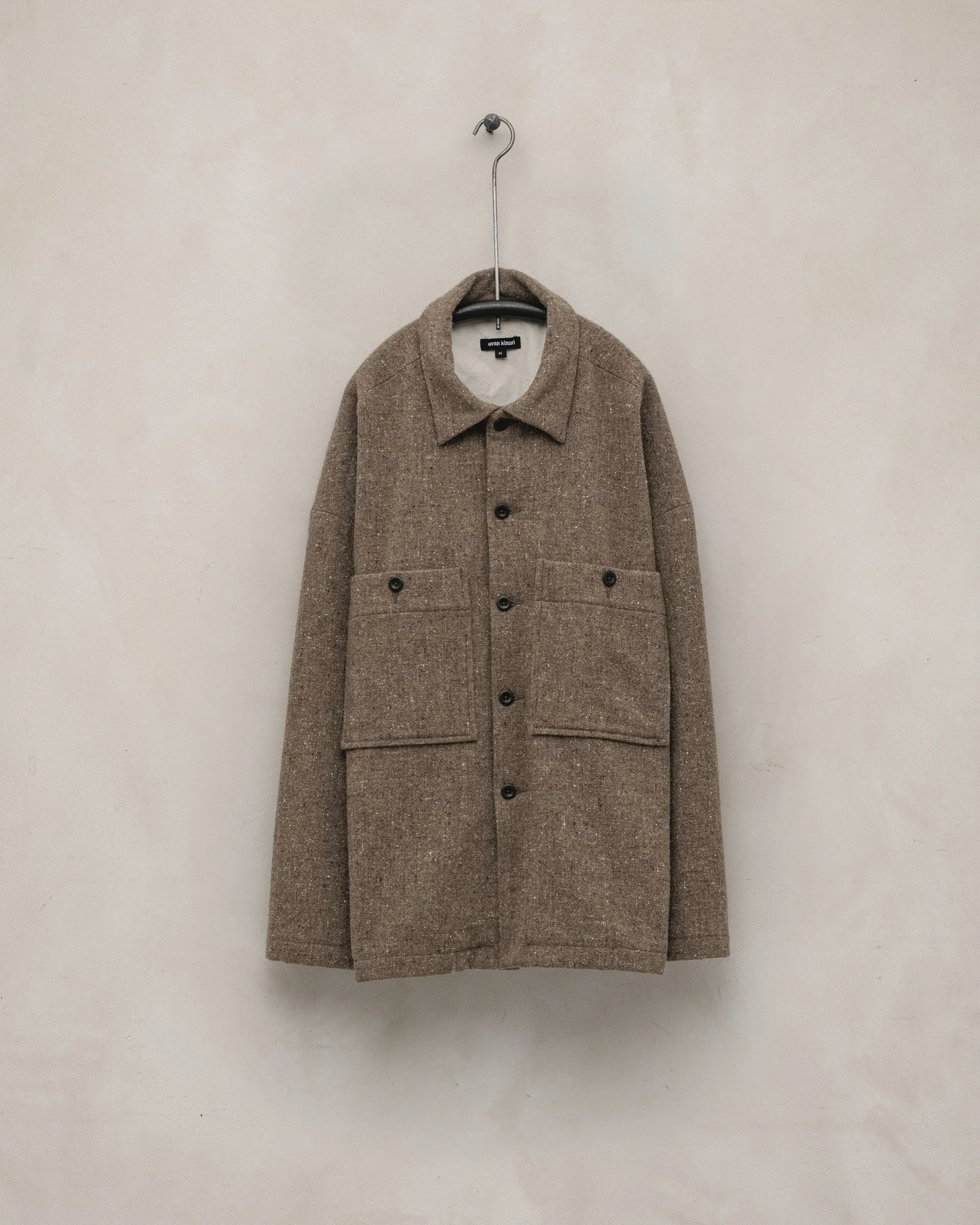 Field Shirt Two - Undyed Wool Tweed, Dark Beige sold by Evan Kinori Mens