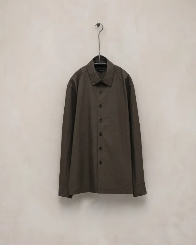 Flat Hem Shirt - Organic Cotton Typewriter, Anthracite sold by Evan Kinori Mens