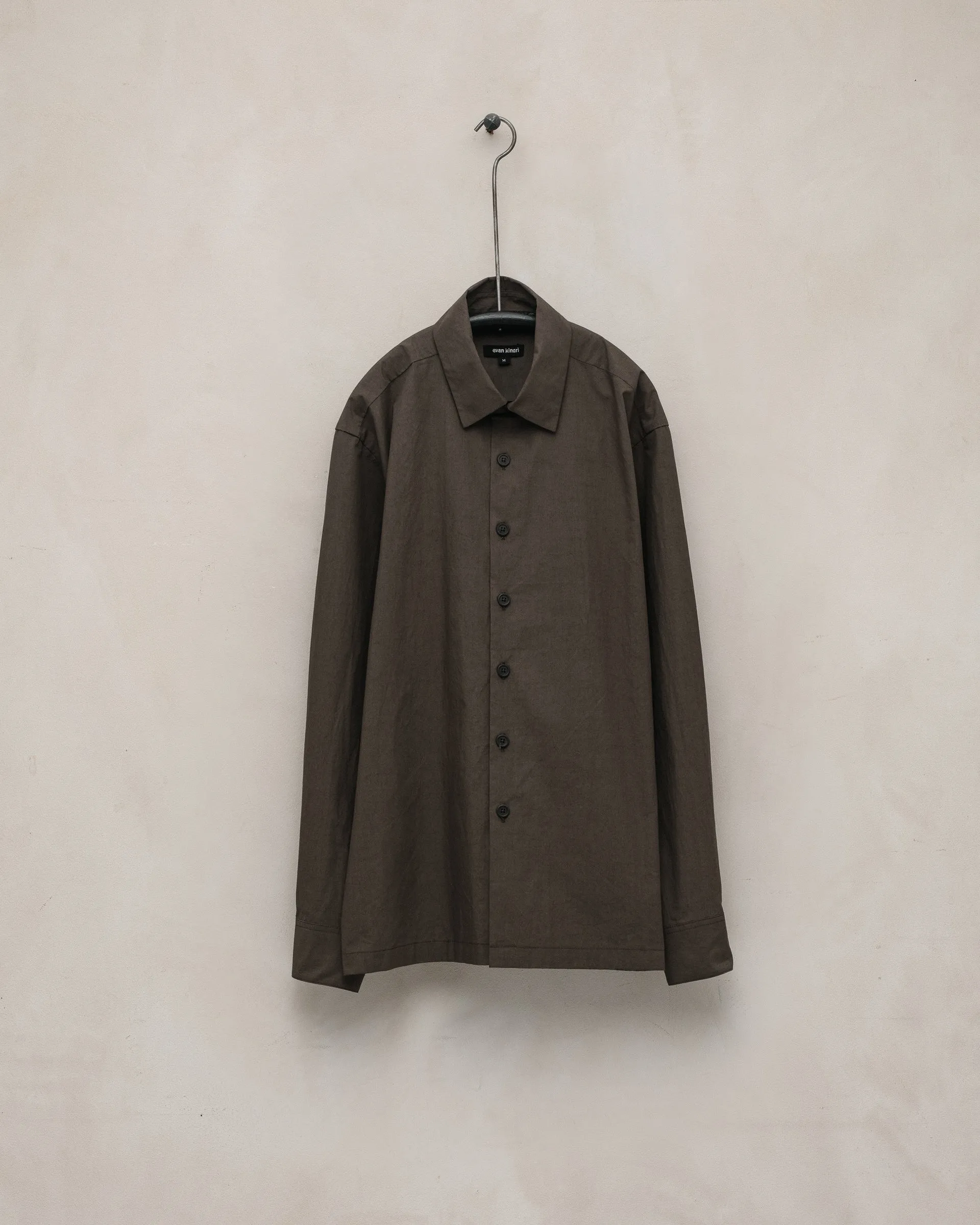 Flat Hem Shirt - Organic Cotton Typewriter, Anthracite sold by Evan Kinori Mens