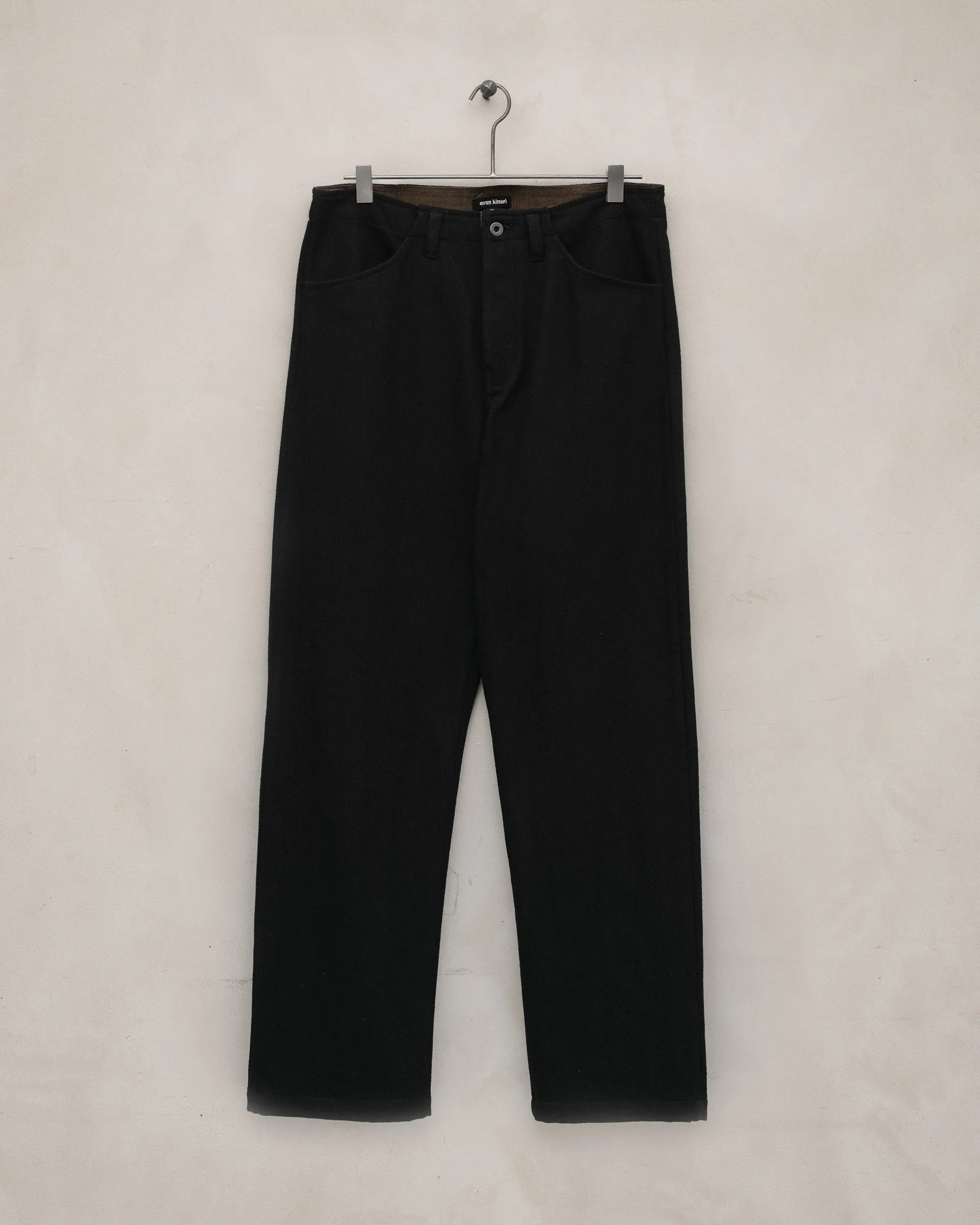 Four Pocket Pant - Cotton Kersey, Black sold by Evan Kinori