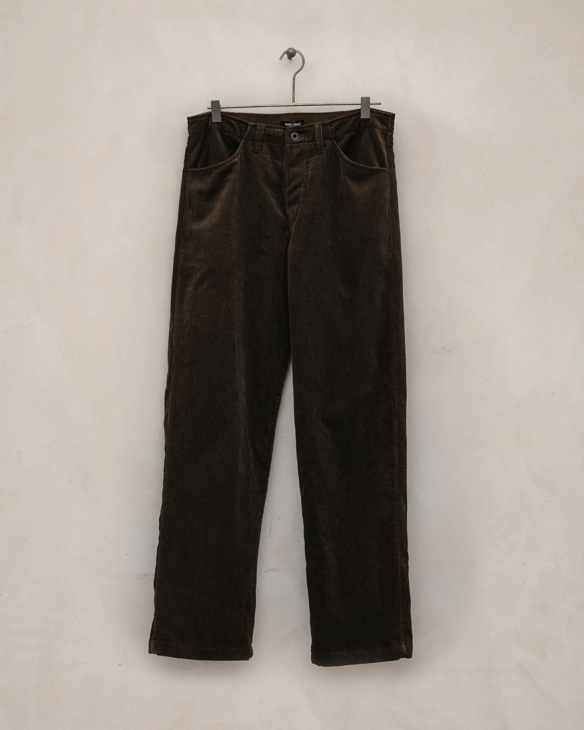 Four Pocket Pant - Sumi Ink Corduroy, Brown sold by Evan Kinori
