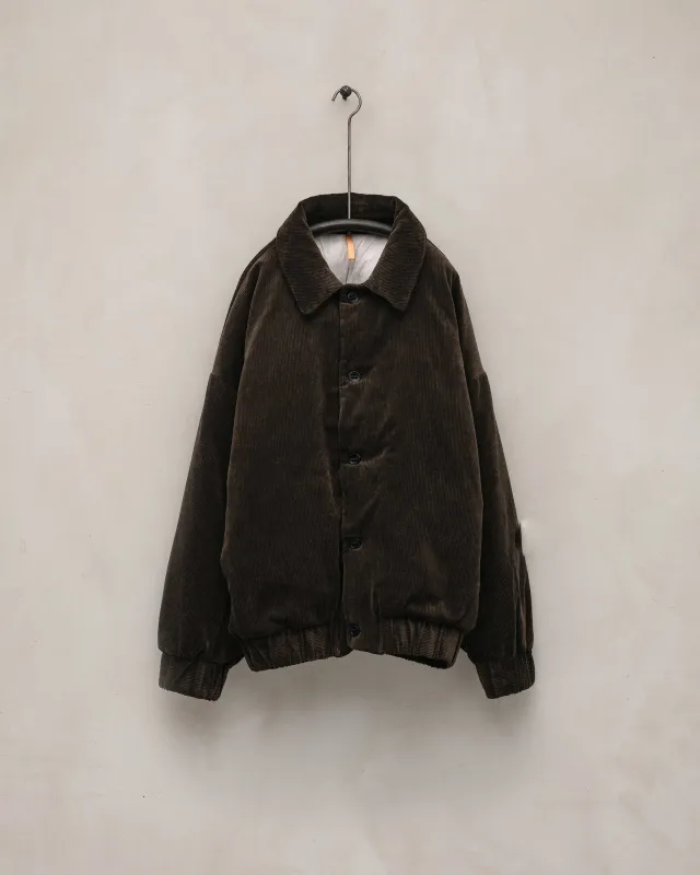 MAN-TLE Down Jacket - Sumi Ink Corduroy, Brown sold by Evan Kinori Mens