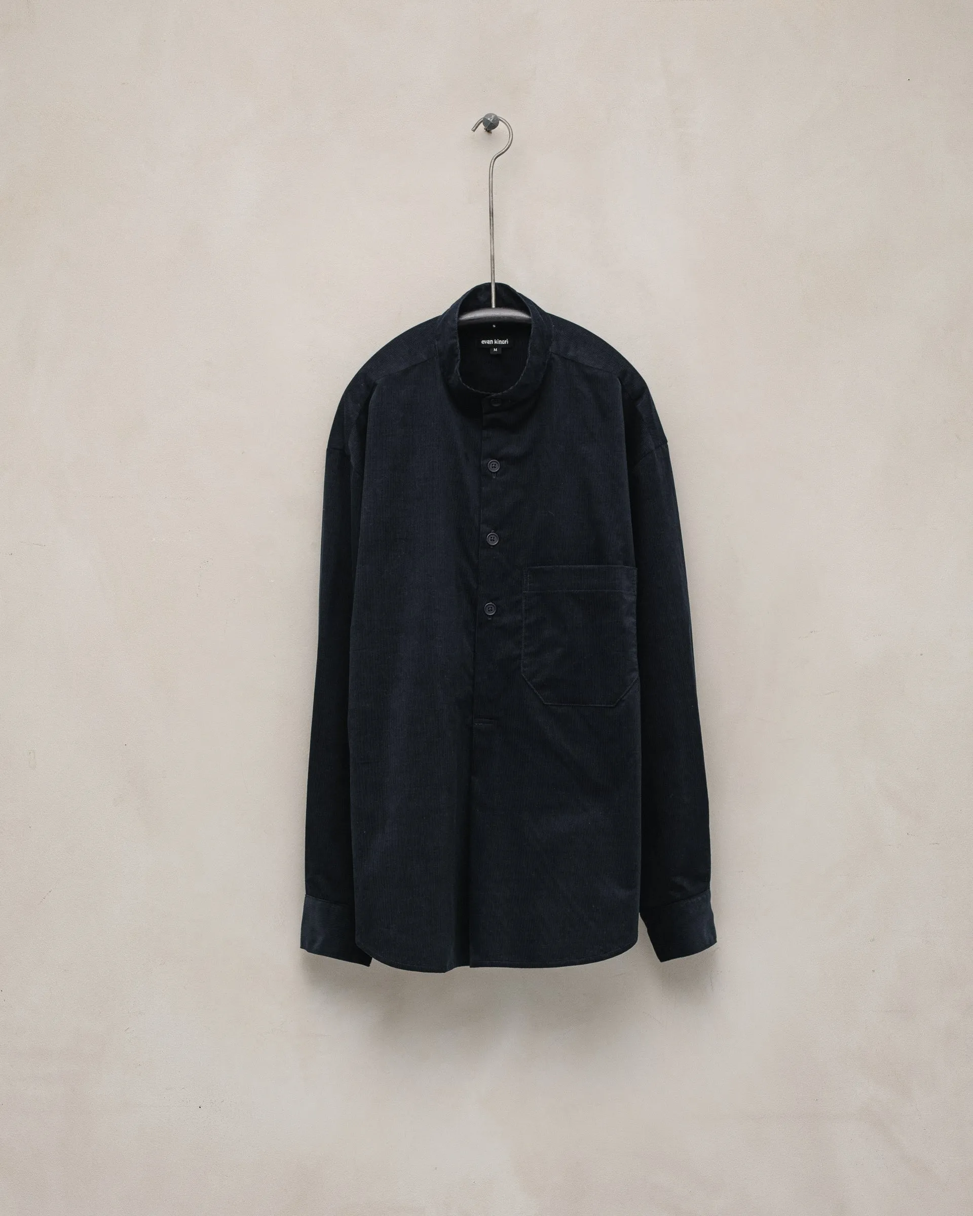 Popover Shirt - Organic Cotton Pinwale Corduroy, Navy sold by Evan Kinori Mens