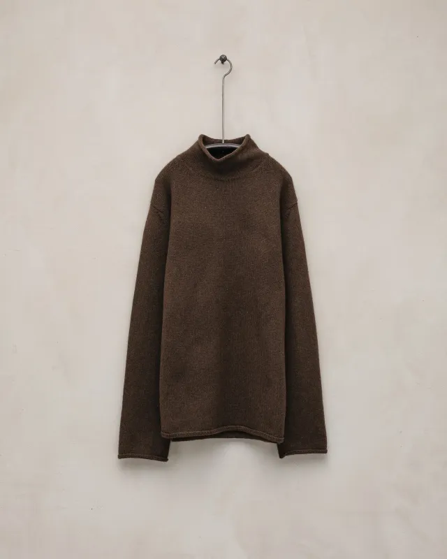 Rollneck Sweater - Undyed Yak Wool, Dark Brown sold by Evan Kinori Mens