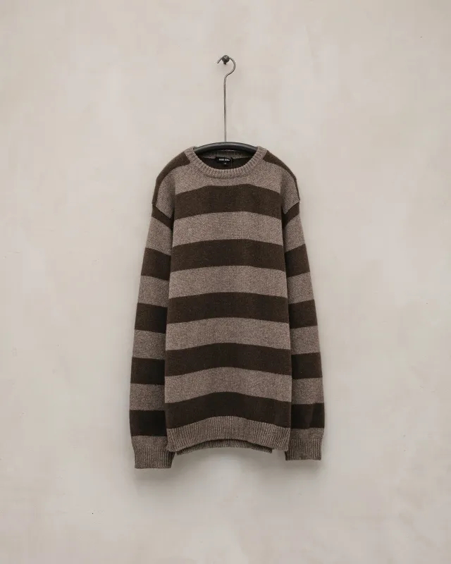 Striped Sweater - Undyed Yak Wool, Dark Brown/Light Brown sold by Evan Kinori Mens
