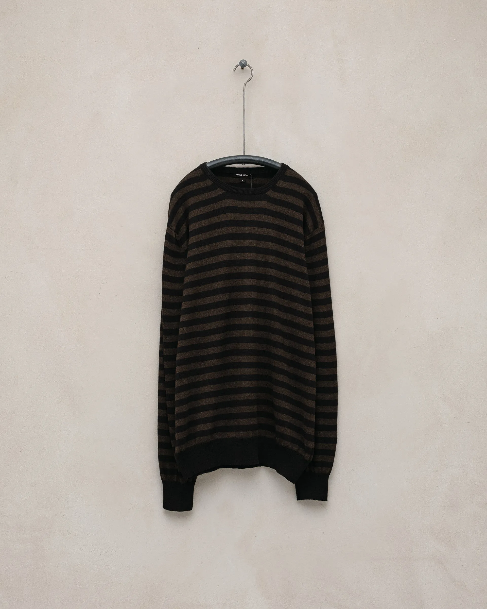 Thin Stripe Sweater - Cotton/Cashmere/Silk, Brown/Black sold by Evan Kinori