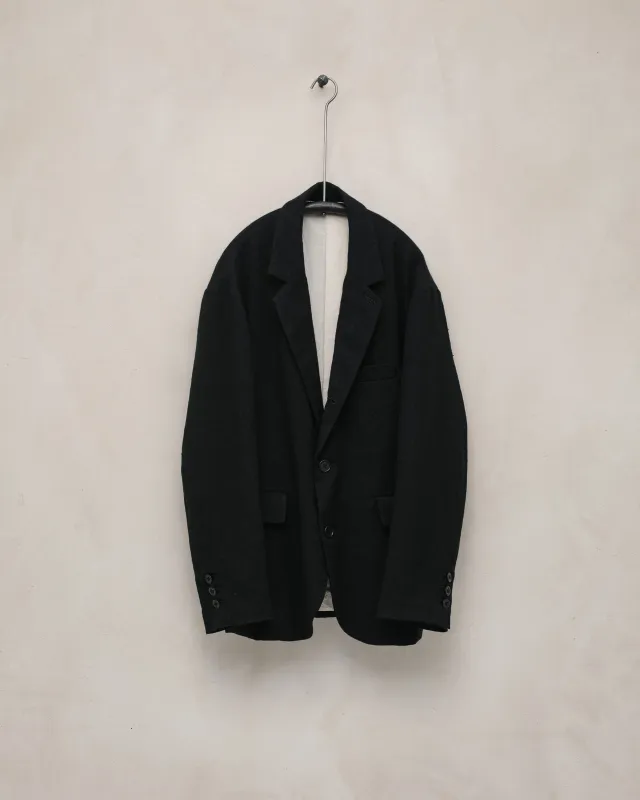 Three Button Jacket - Cashmere/Linen Twill, Black sold by Evan Kinori Mens