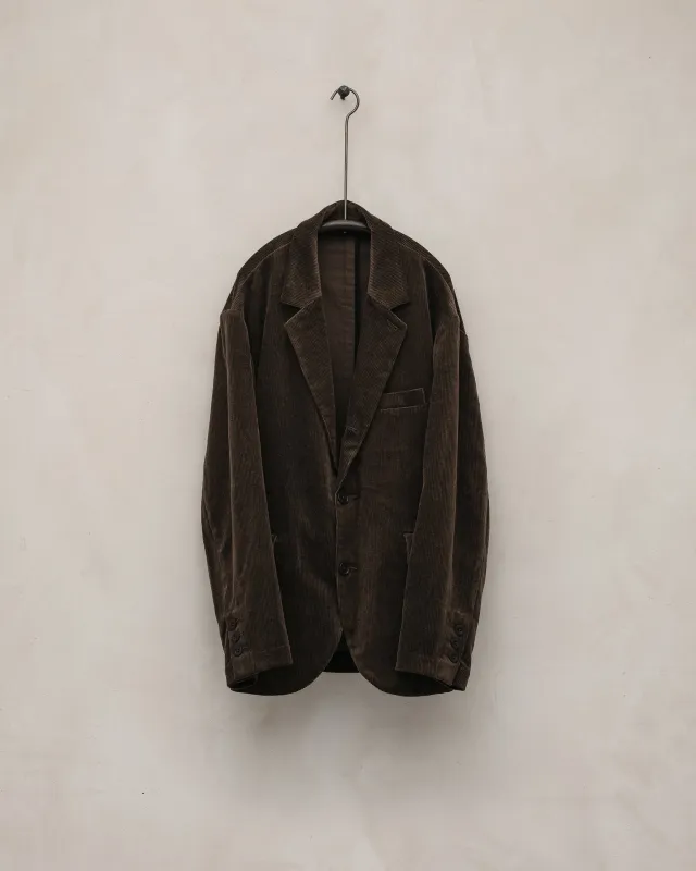 Three Button Jacket - Sumi Ink Corduroy, Brown sold by Evan Kinori Mens