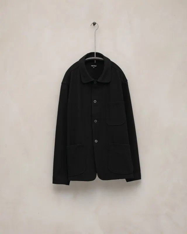 Three Pocket Jacket - Cotton Kersey, Black sold by Evan Kinori Mens