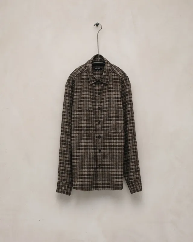 Two Pocket Shirt - Irish Wool Flannel, Brown/Beige made by Evan Kinori