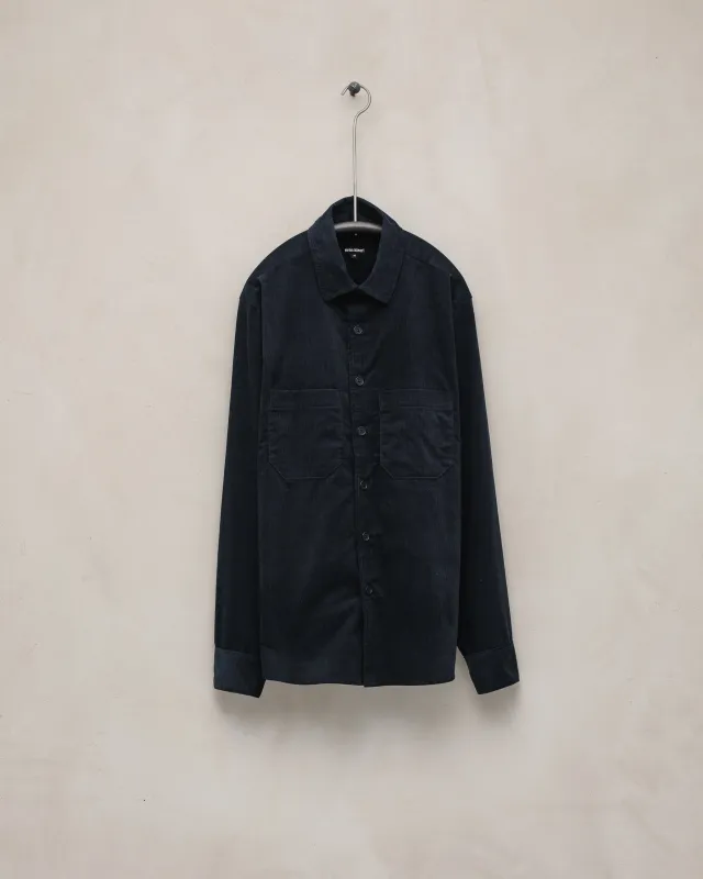 Two Pocket Shirt - Organic Cotton Pinwale Corduroy, Navy sold by Evan Kinori Mens