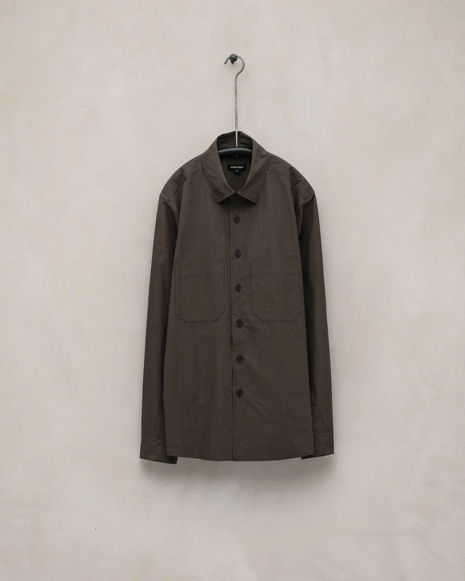 Two Pocket Shirt - Organic Cotton Typewriter, Anthracite sold by Evan Kinori Mens