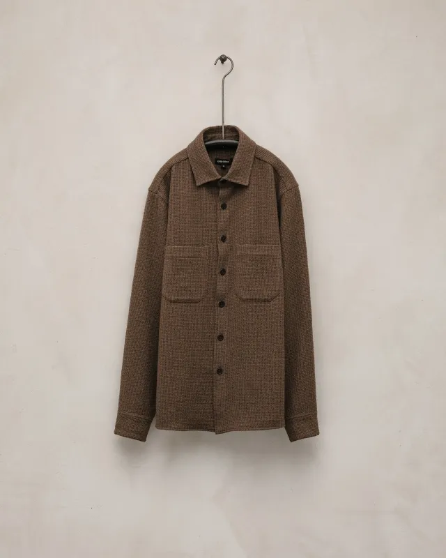 Two Pocket Shirt - Wool/Cotton Puppytooth, Brown sold by Evan Kinori Mens