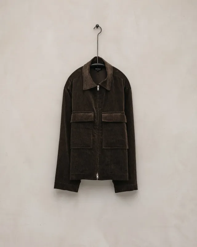 Zip Jacket - Sumi Ink Corduroy, Brown sold by Evan Kinori Mens