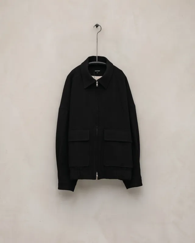 Zip Jacket Two - Cotton Kersey, Black sold by Evan Kinori Mens