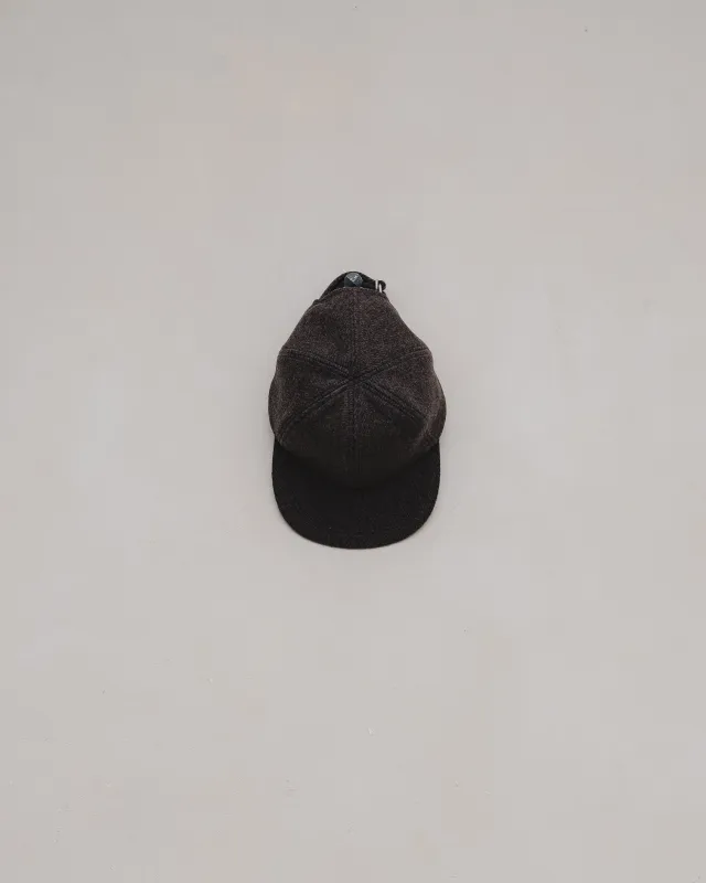 Six Panel Cap - Brushed Cashmere/Wool Twill, Olive/Black sold by Evan Kinori