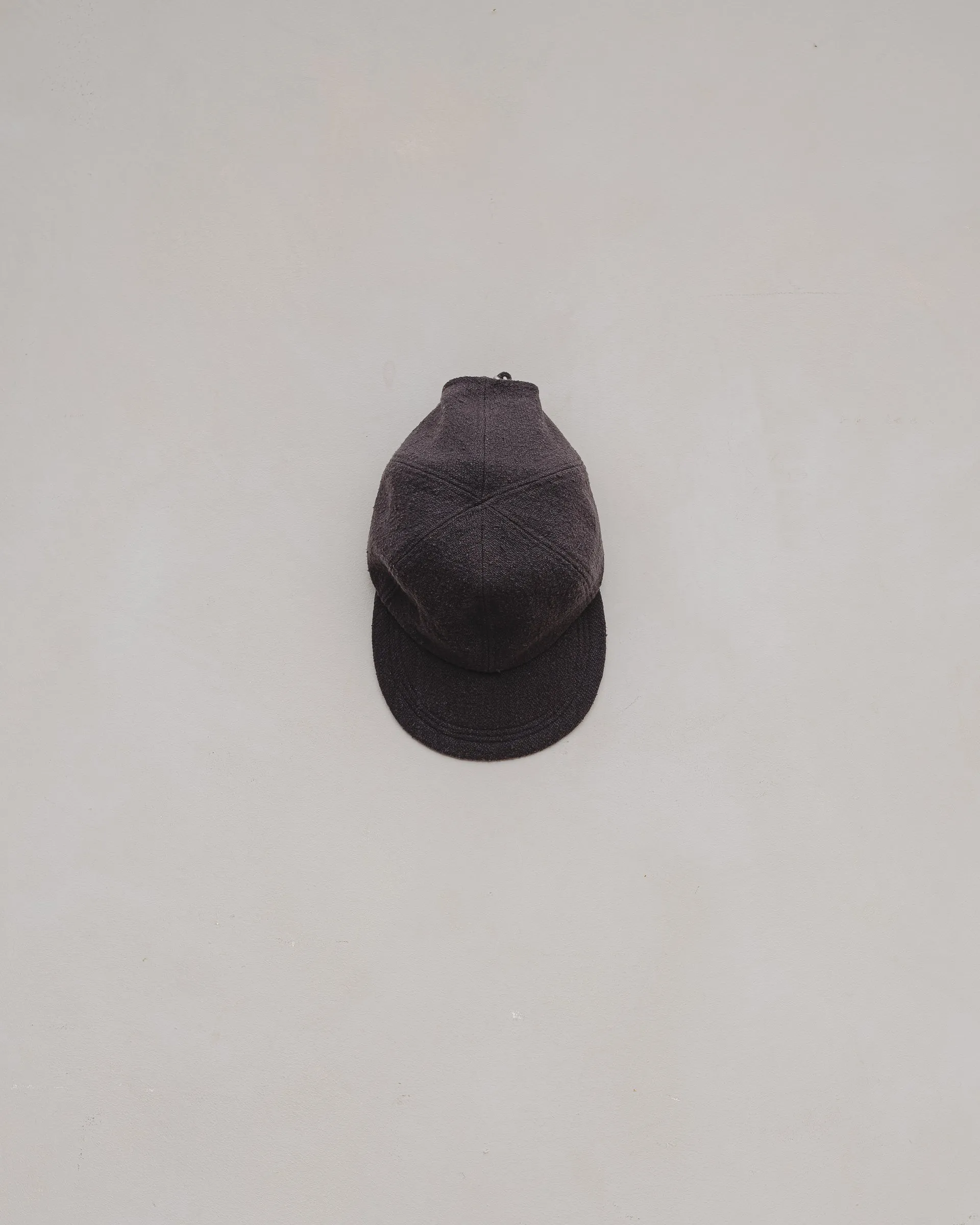 Six Panel Cap - Raw Silk Noil, Charcoal sold by Evan Kinori Mens