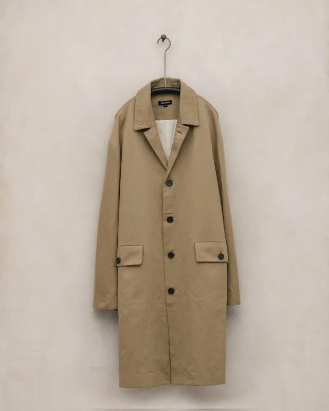 Big Coat - Gallnut Cotton/Washi Twill, Khaki (Natural Gallnut Dye) made by Evan Kinori
