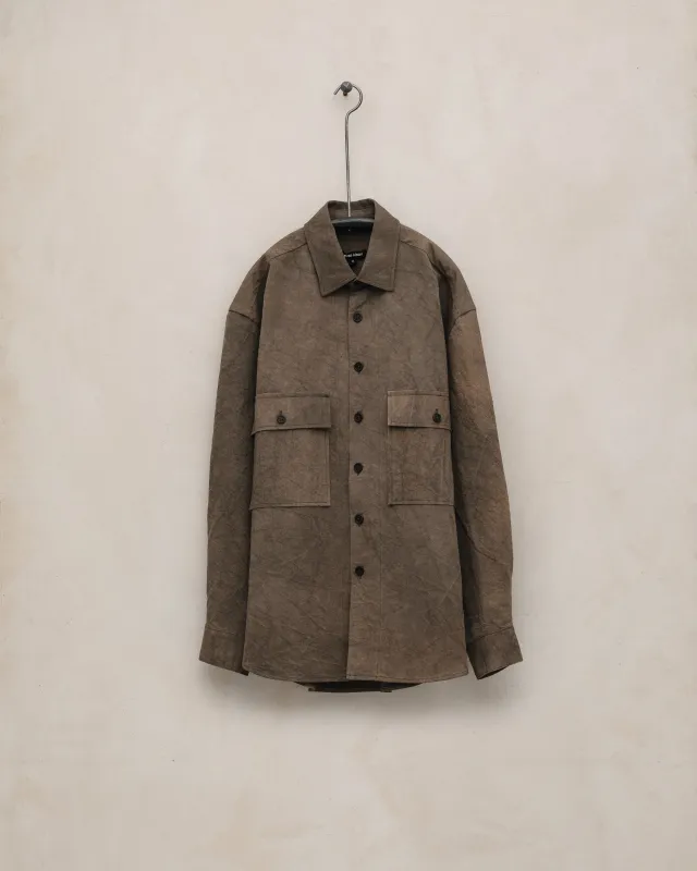 Big Shirt - Natural Dye Cotton/Washi Twill, Brown (Persimmon/Iron Dye) made by Evan Kinori