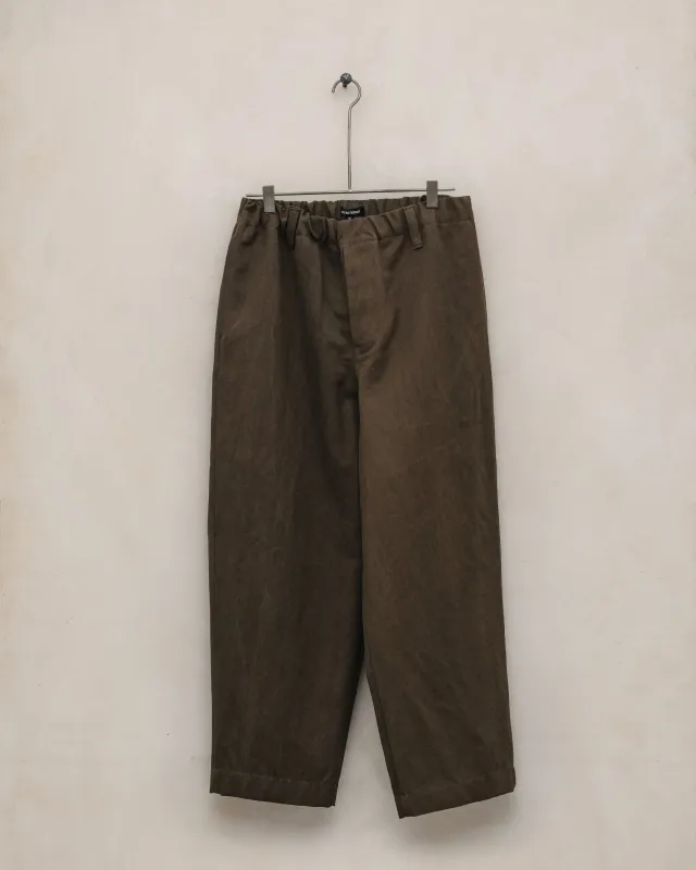 Elastic Pant - Sumi Ink Cotton/Washi Canvas, Dark Olive made by Evan Kinori