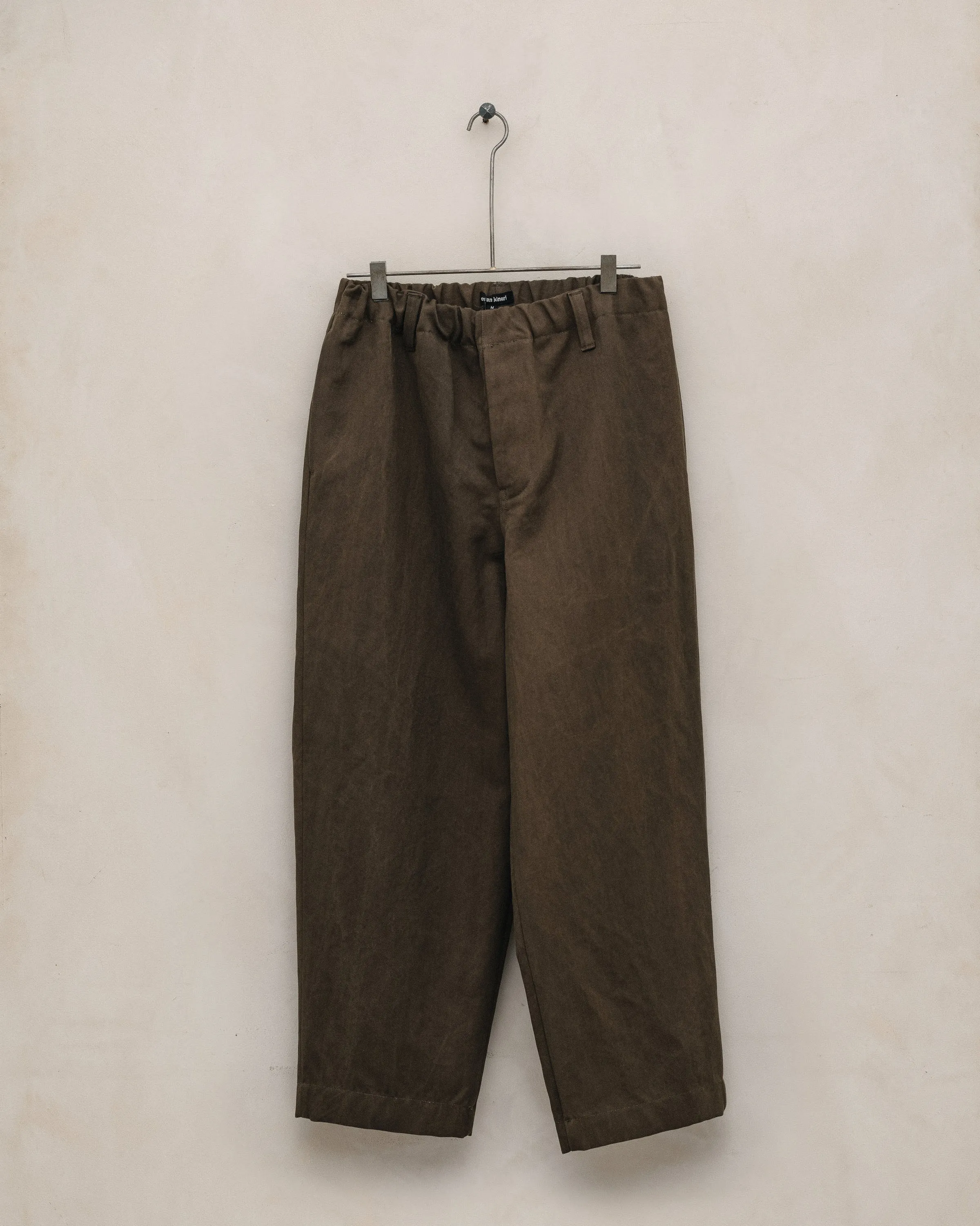 Elastic Pant - Sumi Ink Cotton/Washi Canvas, Dark Olive sold by Evan Kinori