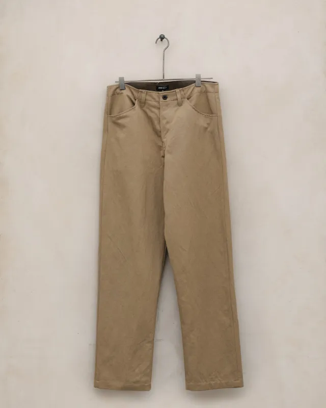 Four Pocket Pant - Gallnut Cotton/Washi Twill, Khaki (Natural Gallnut Dye) made by Evan Kinori