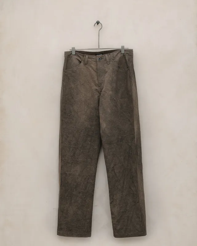 Four Pocket Pant - Natural Dye Cotton/Washi Twill, Brown (Persimmon/Iron Dye) made by Evan Kinori