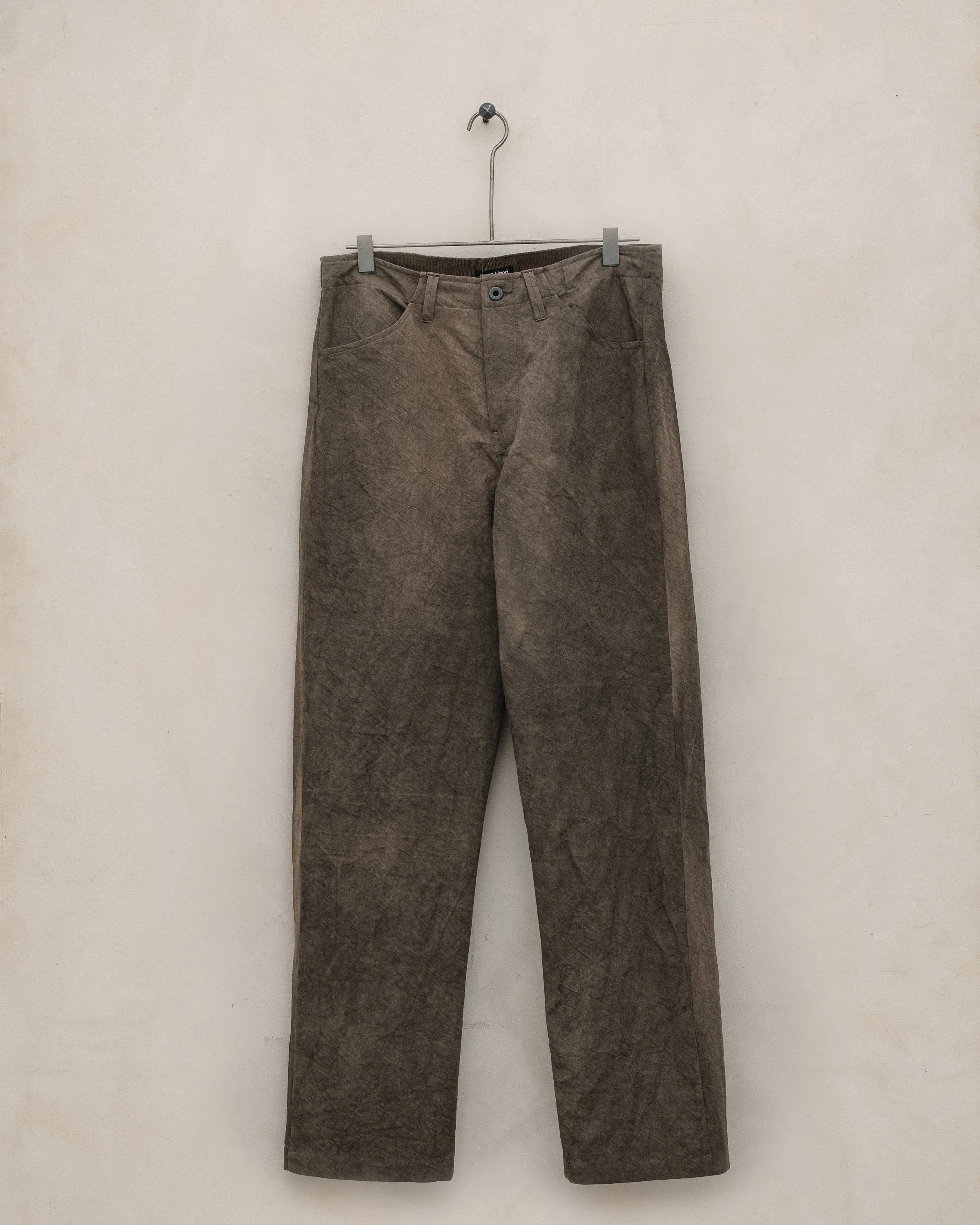 Four Pocket Pant - Natural Dye Cotton/Washi Twill, Brown (Persimmon/Iron Dye) sold by Evan Kinori