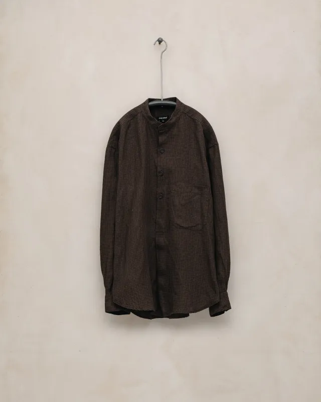 Popover Shirt - Logwood Linen Check, Brown/Black (Logwood Overdye) made by Evan Kinori