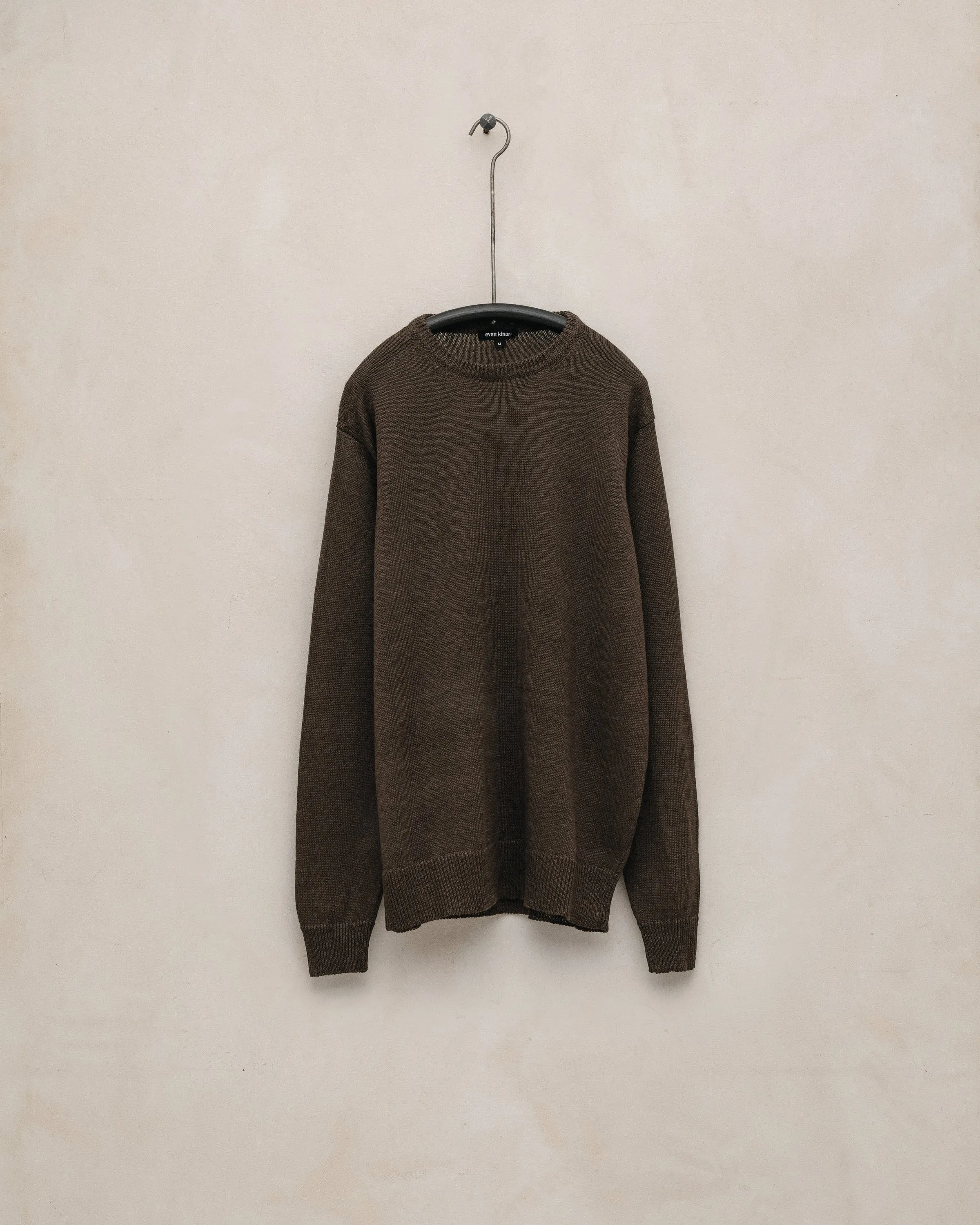 Thin Crewneck Sweater - Linen, Brown sold by Evan Kinori