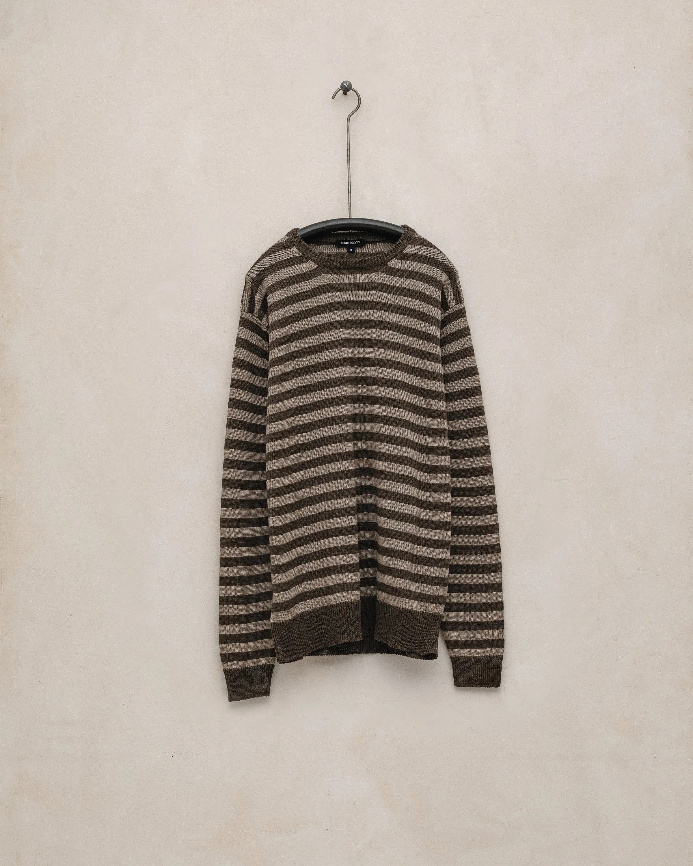 Thin Stripe Sweater - Linen, Brown/Taupe sold by Evan Kinori
